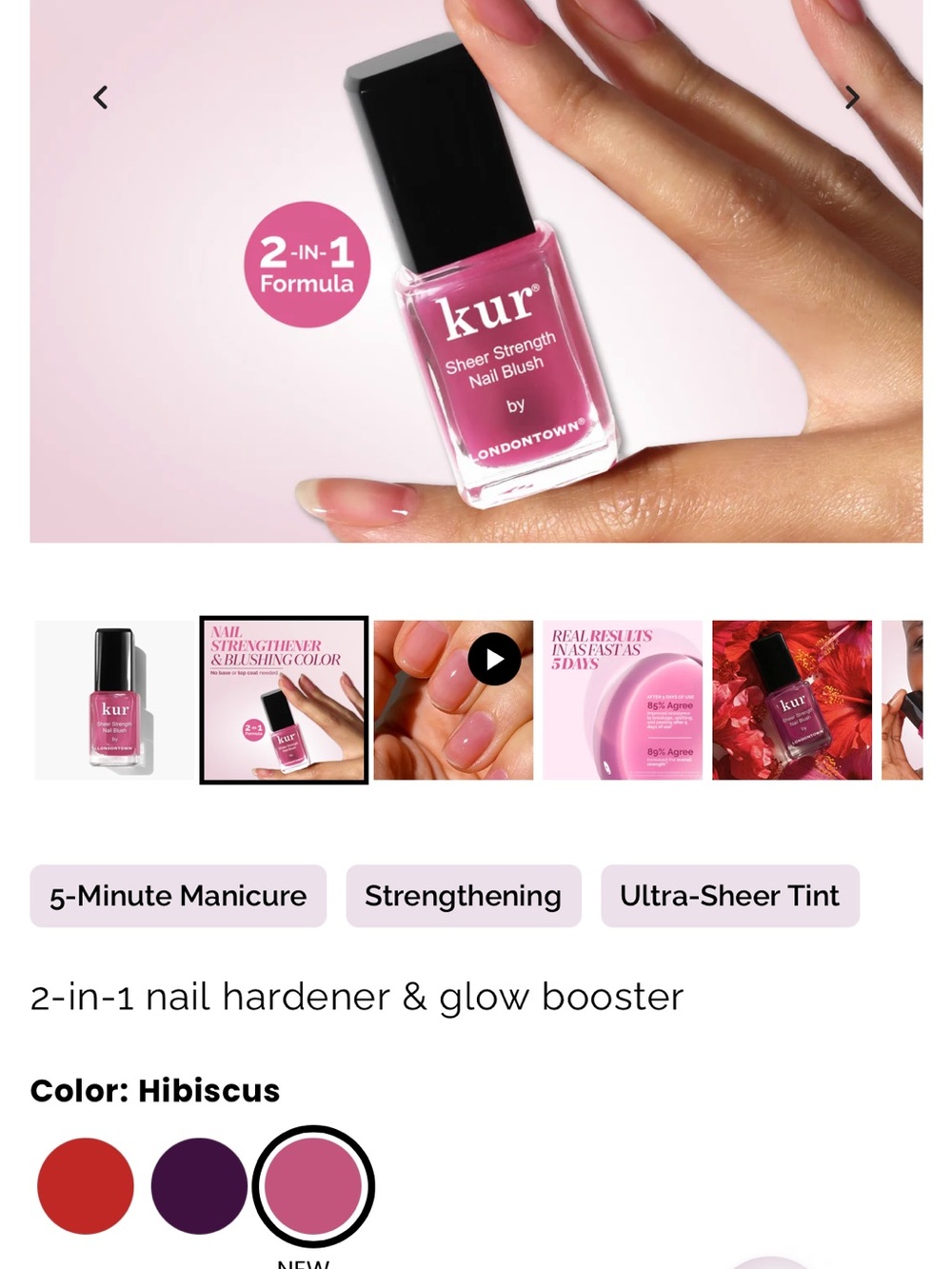 Londontown Hibiscus nail blush in hibiscus